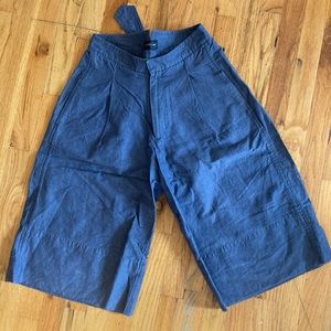 Rachel Comey Blue Linen Cotton High Waist Wide Leg Culottes Pants Womens Small